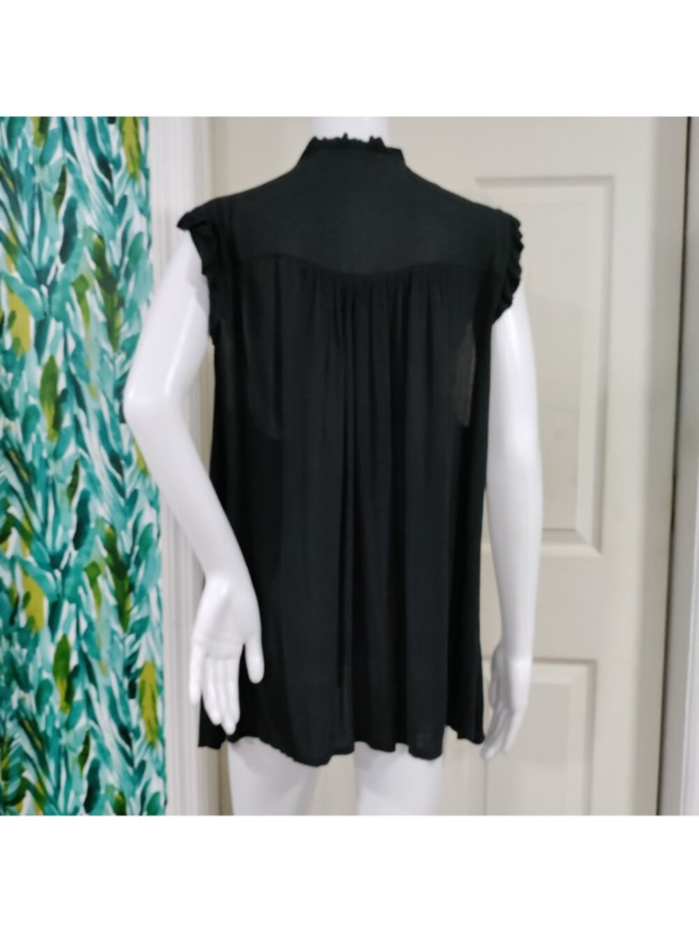 Made in Italy Whimsy Boho Black Lace MTrim Ruffle Button Up Sleeve Blouse - Picture 3 of 10